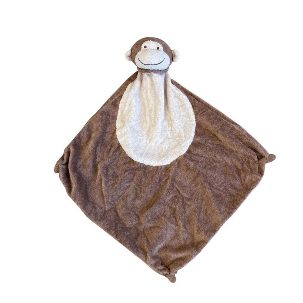 Monkey Knotted Corner Security Blanket Lovey Brown 13" square Angel Dear